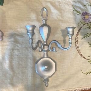 Metal  Silver Wall Sconce with two candle opens